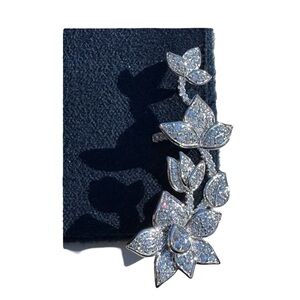 APM MONACO Floral CZ Pavé Ear Cuff Silver Crystal Ear Climber